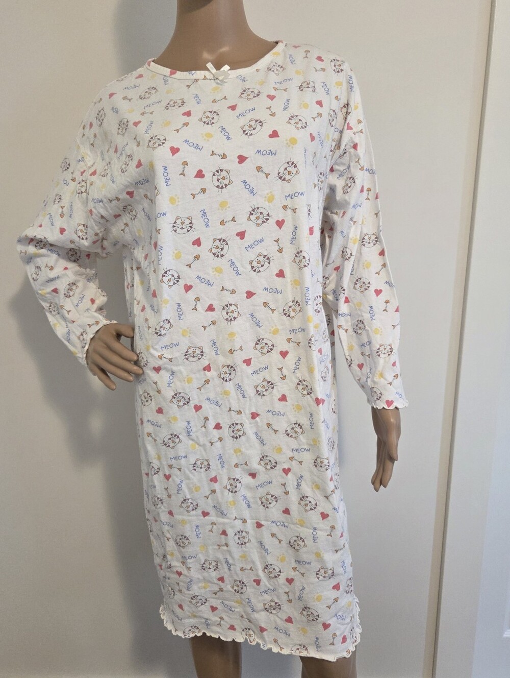 Higher State Sleepwear Vintage Nightgown Whimsical Cat Print